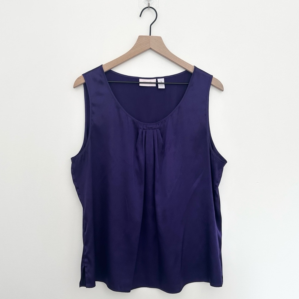 Chicos Shirt Womens Purple Sleeveless Scoop Neck Tank Top Pleated Casual Size 3 - Picture 8 of 9